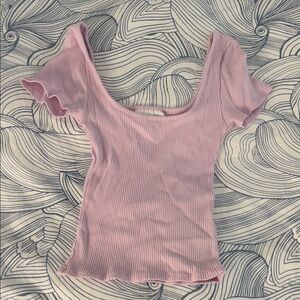 Topshop Light Pink Ribbed Crop Top